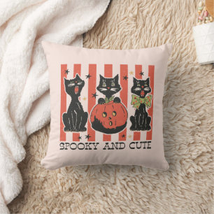 Spooky and Cute - Black Cat and Pumpkin Cushion