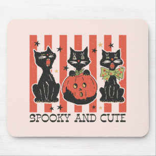 Spooky and Cute - Black Cat and Pumpkin Mouse Mat