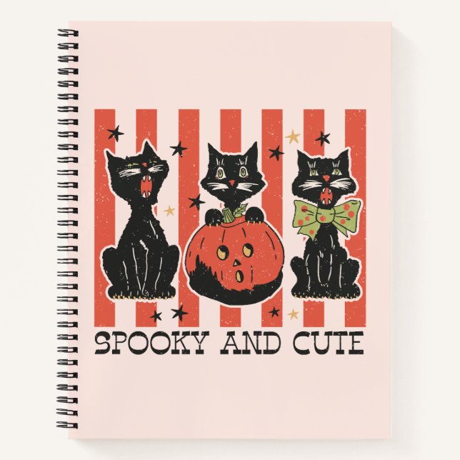 Spooky and Cute - Black Cat and Pumpkin Notebook (Front)