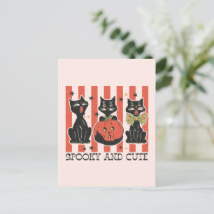 Spooky and Cute - Black Cat and Pumpkin Postcard