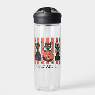 Spooky and Cute - Black Cat and Pumpkin Water Bottle