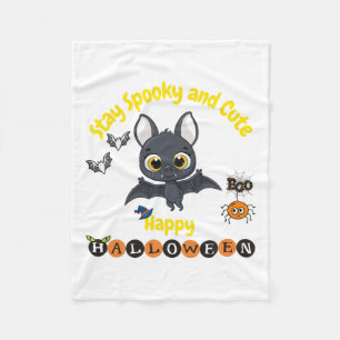 Spooky And Cute Halloween Bat  Fleece Blanket