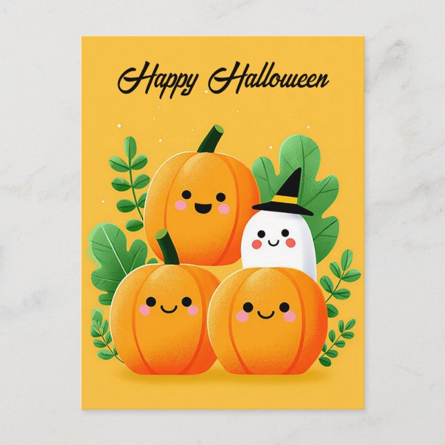 Spooky and cute Halloween Greeting Postcard (Front)