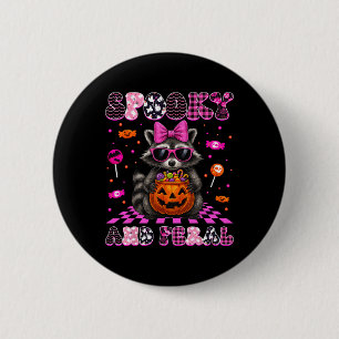 Spooky And Feral Cute Racoon Halloween Costumes W 6 Cm Round Badge