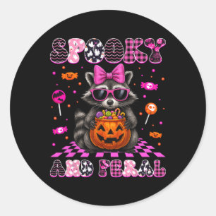 Spooky And Feral Cute Racoon Halloween Costumes W Classic Round Sticker