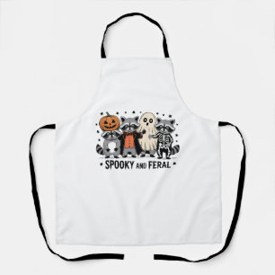 Spooky and Feral Funny Halloween Raccoon Apron
