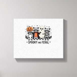 Spooky and Feral Funny Halloween Raccoon Canvas Print
