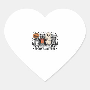 Spooky and Feral Funny Halloween Raccoon Heart Sticker