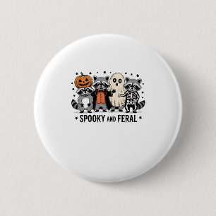 Spooky and Feral Funny Halloween Racoon 6 Cm Round Badge