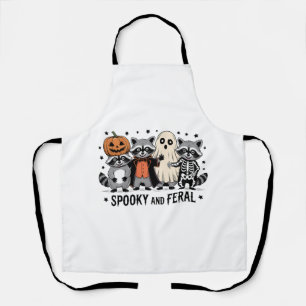 Spooky and Feral Funny Halloween Racoon Apron