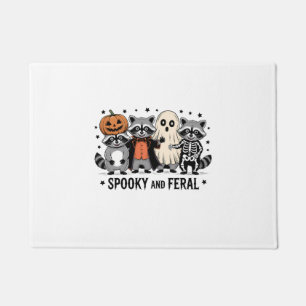 Spooky and Feral Funny Halloween Racoon Doormat