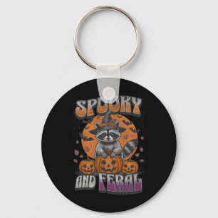 Spooky And Feral Groovy For Racoon Lovers Racoon Key Ring