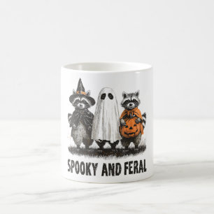 Spooky And Feral Halloween Cute Ghost Racoon Coffee Mug