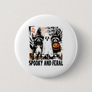 Spooky And Feral Halloween Cute Ghost Racoon Tric 6 Cm Round Badge