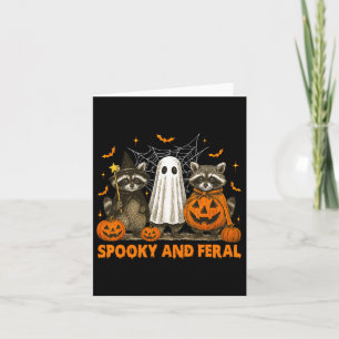 Spooky And Feral Halloween Cute Ghost Racoon Tric Card