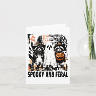 Spooky And Feral Halloween Cute Ghost Racoon Tric Card