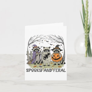 Spooky And Feral Halloween Cute Ghost Racoon Tric Card