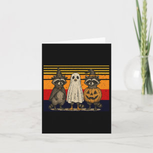 Spooky And Feral Halloween Cute Ghost Racoon Tric Card