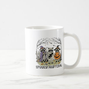 Spooky And Feral Halloween Cute Ghost Racoon Tric Coffee Mug