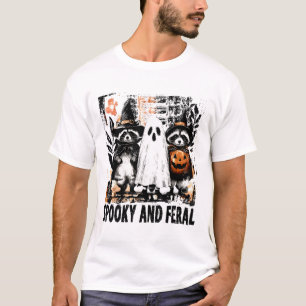 Spooky And Feral Halloween Cute Ghost Racoon Tric T-Shirt