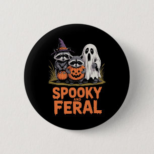 Spooky And Feral Halloween Ghost Racoon Opossum 6 Cm Round Badge