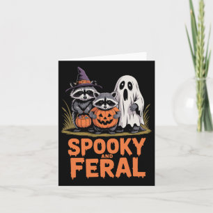Spooky And Feral Halloween Ghost Racoon Opossum  Card
