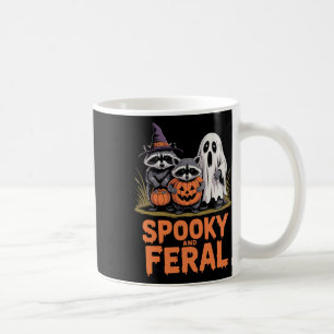 Spooky And Feral Halloween Ghost Racoon Opossum Coffee Mug