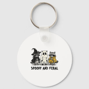 Spooky And Feral Halloween Racoon Spooky Season T Key Ring