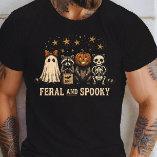 Spooky and Feral Racoon Halloween Costume T-Shirt