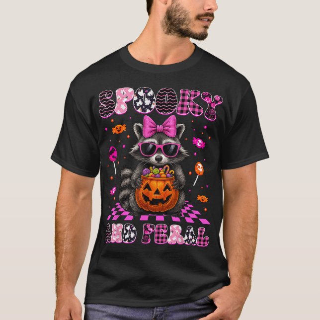 Spooky And Feral Racoon Halloween Costumes Women  T-Shirt (Front)