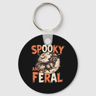 Spooky And Feral Racoon Halloween Funny Halloween Key Ring