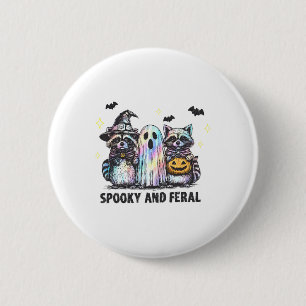 Spooky And Feral Racoon Halloween Racoon Ghost T 6 Cm Round Badge