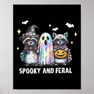 Spooky And Feral Racoon Halloween Racoon Ghost T Poster