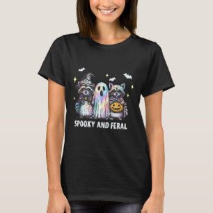 Spooky And Feral Racoon Halloween Racoon Ghost T T-Shirt