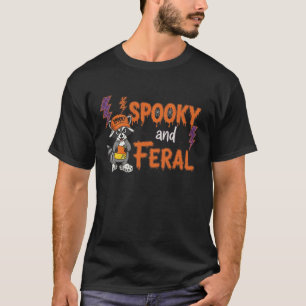 Spooky And Feral Racoon Halloween Retro Cute Ghos T-Shirt
