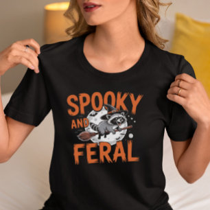 Spooky and Feral Racoon Halloween T-Shirt
