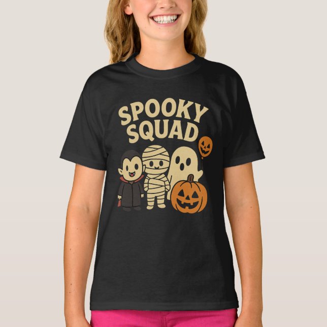 Spooky and Squad Halloween Clothes male female T-Shirt (Front)