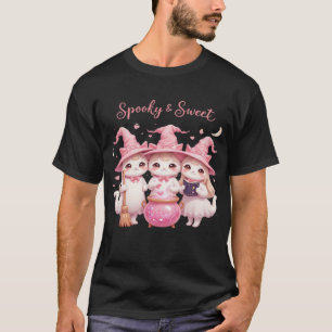 Spooky and Sweet Cute Witch Cat Oversized T-Shirt
