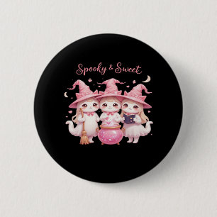 Spooky and Sweet Cute Witch Cat Oversized T-Shirt 6 Cm Round Badge