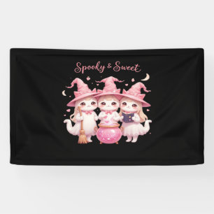 Spooky and Sweet Cute Witch Cat Oversized T-Shirt Banner