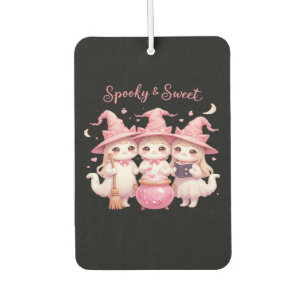 Spooky and Sweet Cute Witch Cat Oversized T-Shirt Car Air Freshener
