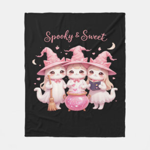 Spooky and Sweet Cute Witch Cat Oversized T-Shirt Fleece Blanket