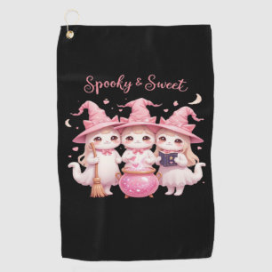 Spooky and Sweet Cute Witch Cat Oversized T-Shirt Golf Towel