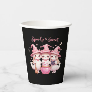 Spooky and Sweet Cute Witch Cat Oversized T-Shirt Paper Cups
