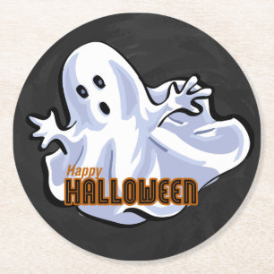 Spooky Animals Ghost Round Paper Coaster