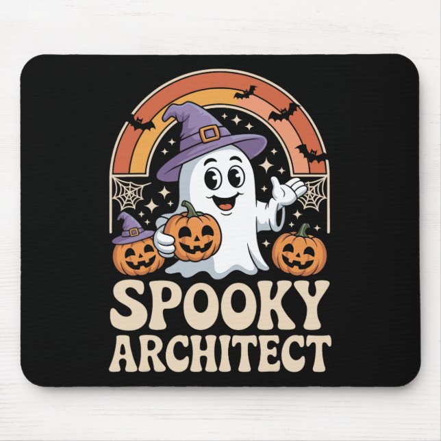 Spooky Architect Ghost Pumpkin Architecture Hallow Mouse Mat (Front)