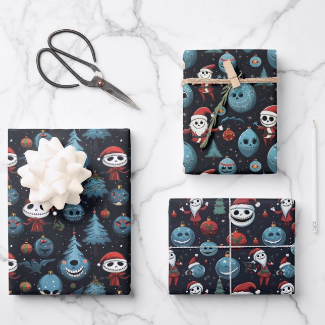 Spooky Art Christmas Wrapping Paper Sheet (Front)