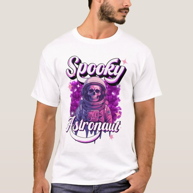 Spooky Astronaut Purple Skeleton Skull Astronaut  T-Shirt (Front)