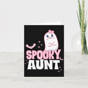 Spooky Aunt Family Cute Pink White Ghost Boo Card