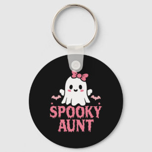 Spooky Aunt Family Cute Pink White Ghost Boo Hallo Key Ring